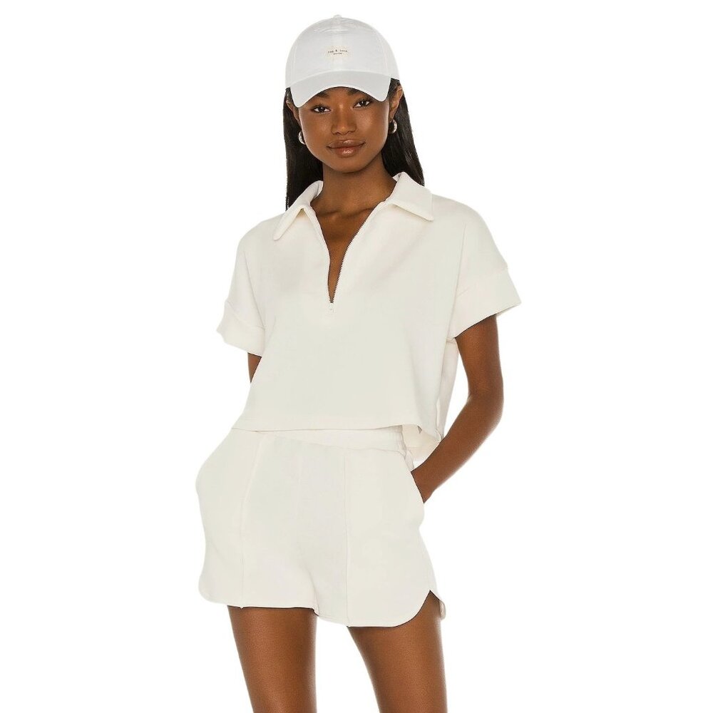 Lanston Kenzie Cuff Sleeve Polo in Cream XSmall New Womens Top